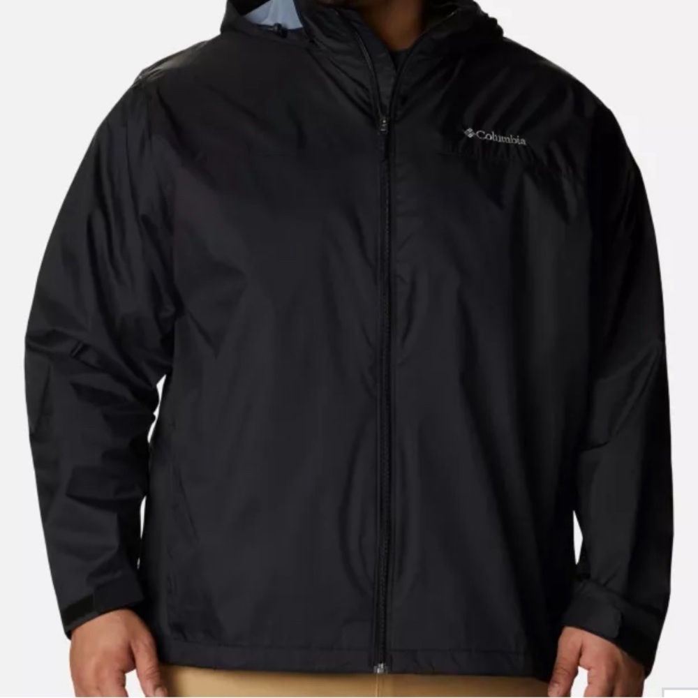 Columbia Men's Glennaker Lake Rain Jacket, Black, 4X Has Hood Tucked
